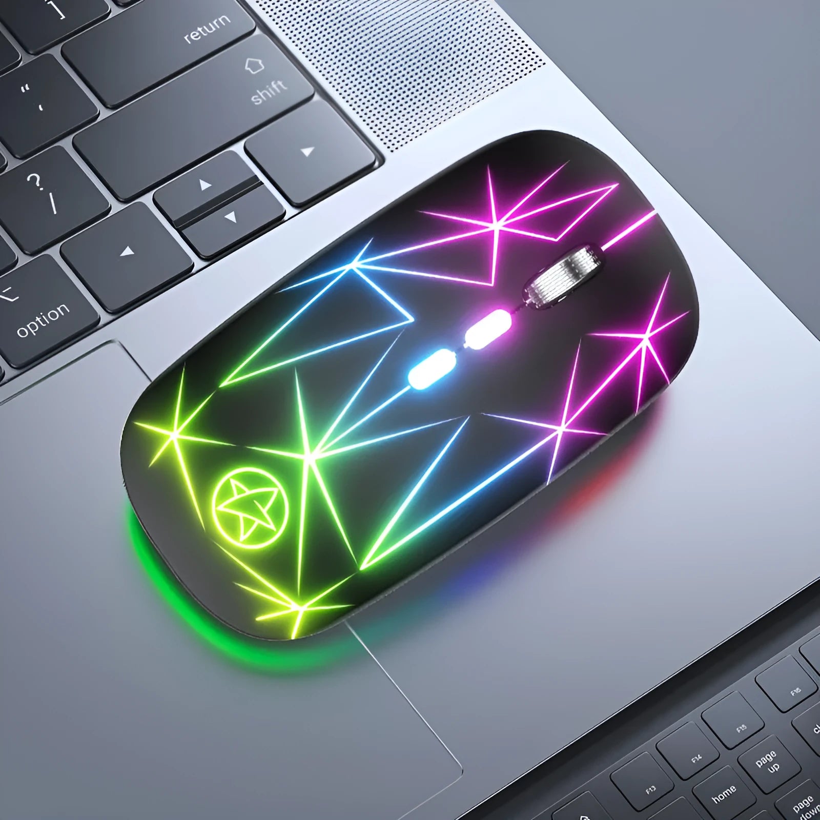 Wireless Bluetooth dual-mode gaming mouse with metal roller in compact 12cm design