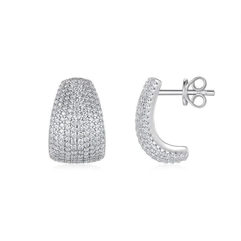 Geometric sterling silver commuter earrings with S925 alloy studs in gift box