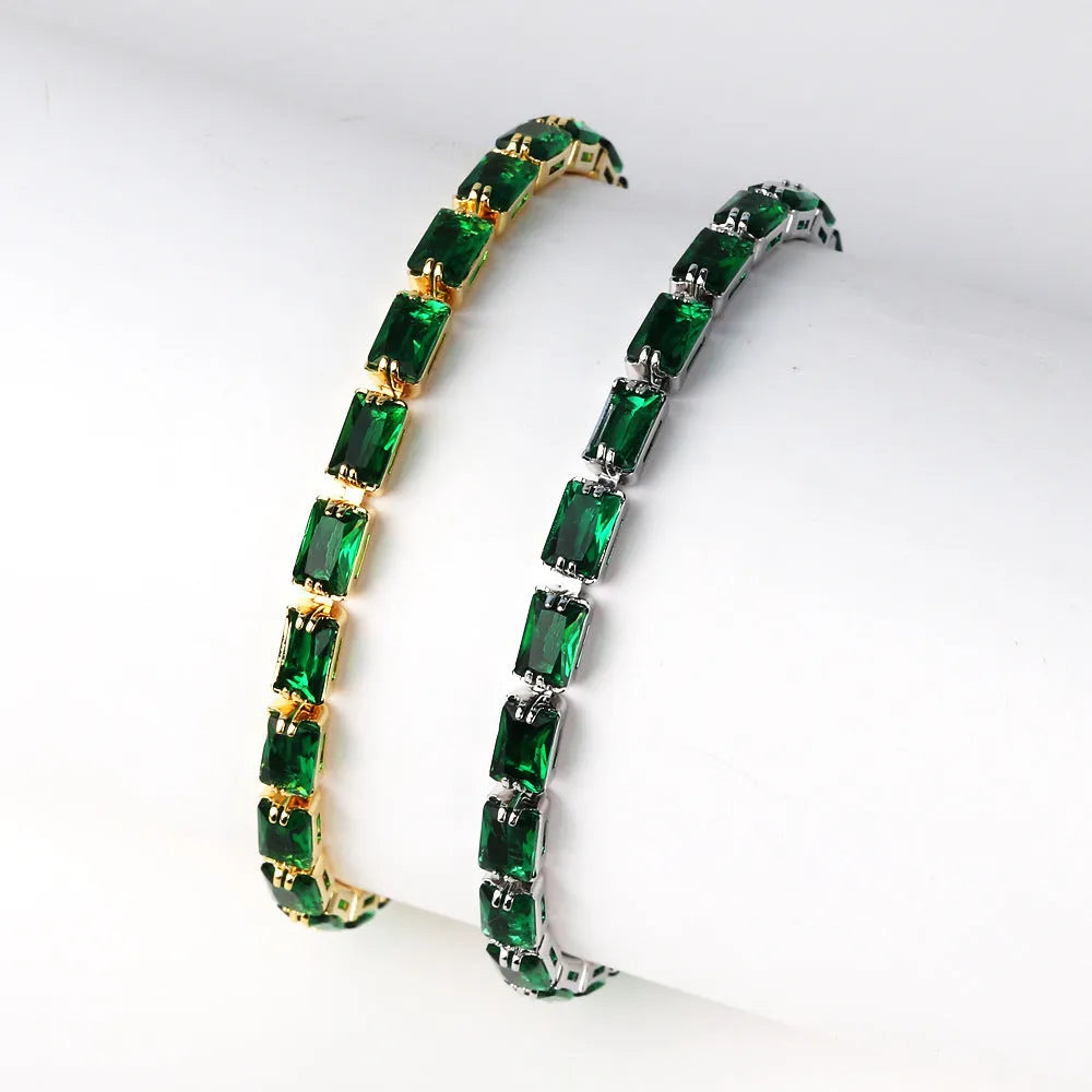 Women's zircon bracelet with electroplated finish showing multiple colour stone options set in alloy