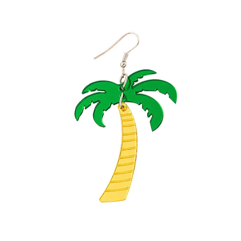 Drop shape acrylic ear hooks with coconut artocarpus design in one of five colour styles.