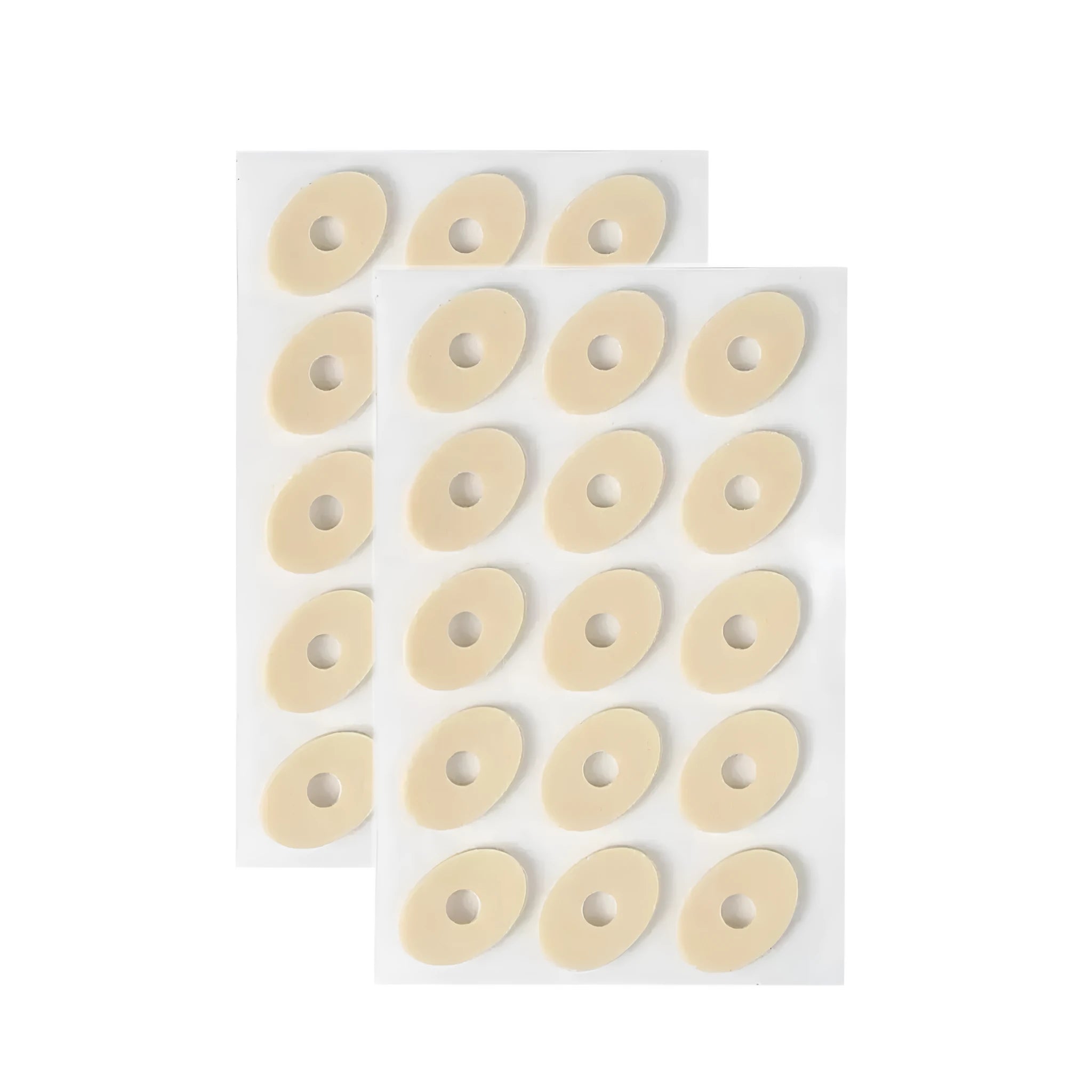 Women's protective toe pads set showing circular, oval and U-shaped designs in PU material for foot comfort