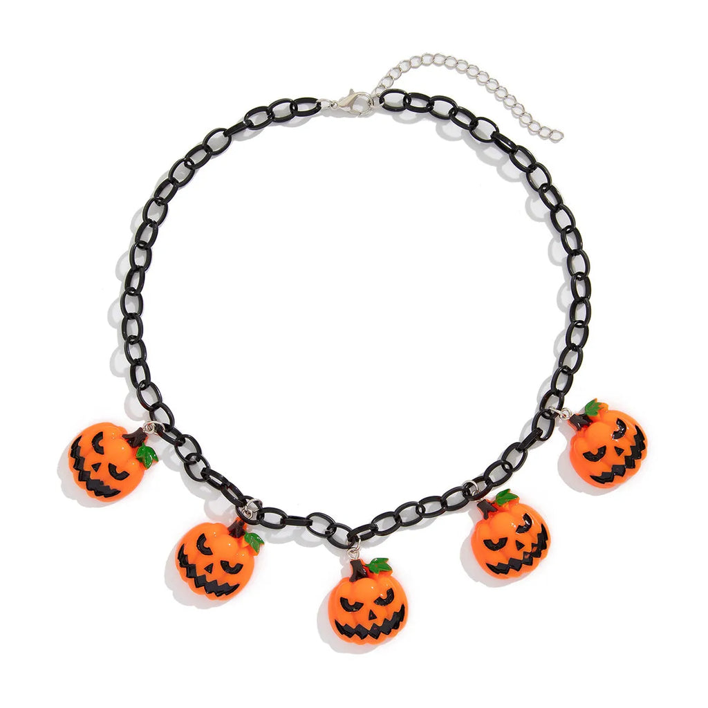 Halloween ghost pumpkin acrylic necklace with cartoon character modelling in mixed colour 06705