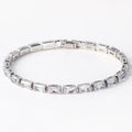 Women's zircon bracelet with electroplated finish showing multiple colour stone options set in alloy