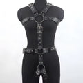 Thin black imitation leather waist belt with a patent finish and pin buckle closure.