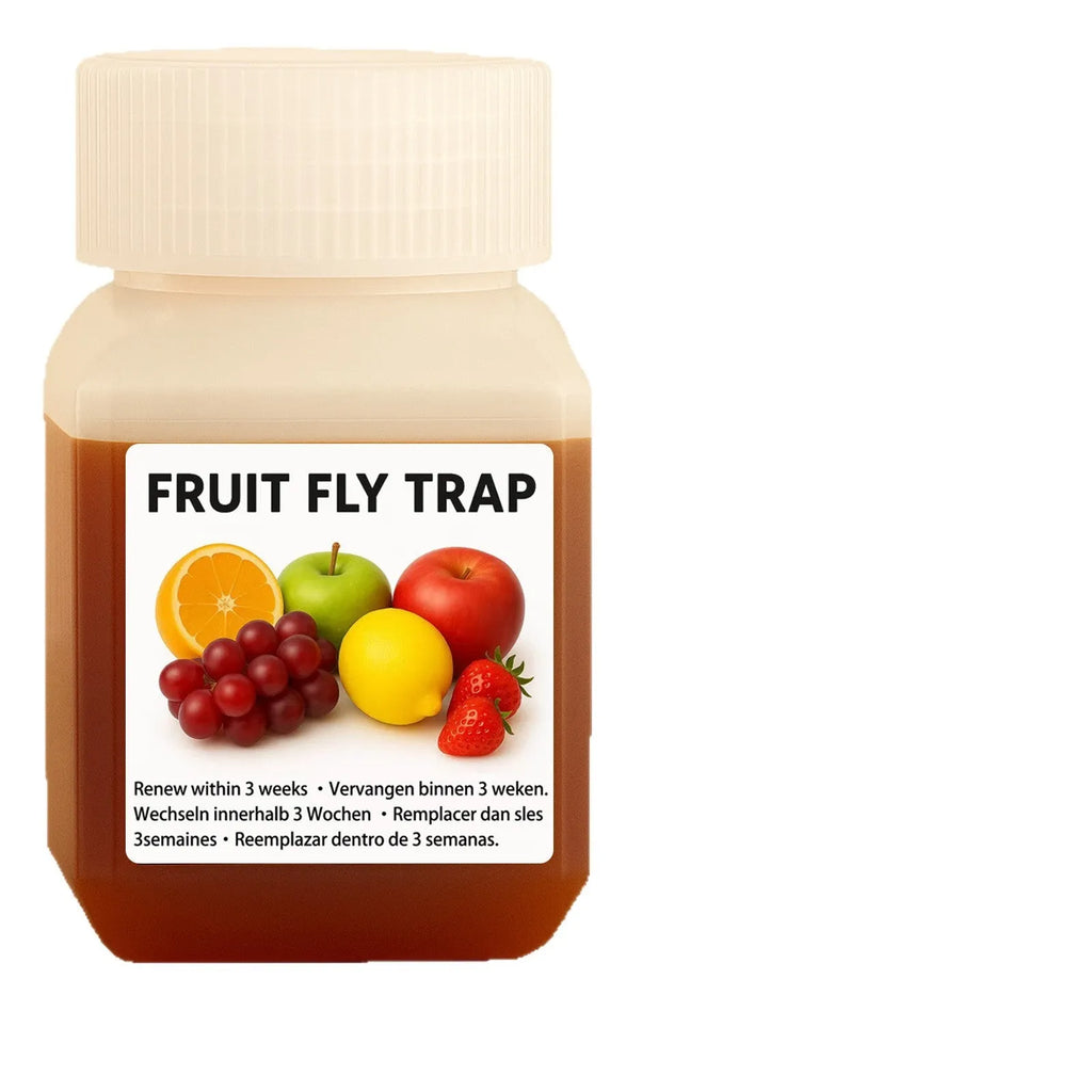Fruit fly bait liquid bottle with funnel and non-funnel specification options for indoor pest control