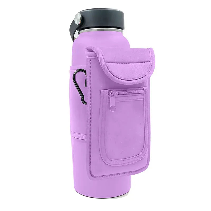 Cloth kettle sleeve for outdoor sports with magnetic or carabiner fastening in various colours