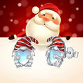 Women's Santa Claus heart-shaped earrings with white gold electroplated finish