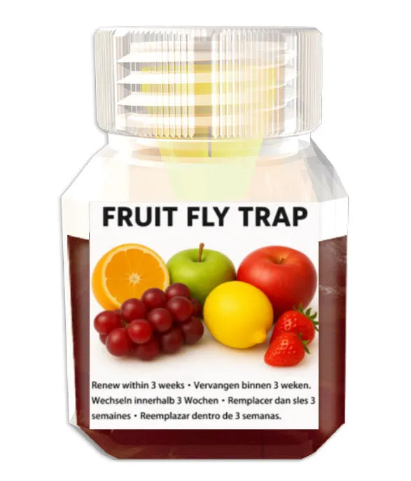 Fruit fly bait liquid bottle with funnel and non-funnel specification options for indoor pest control