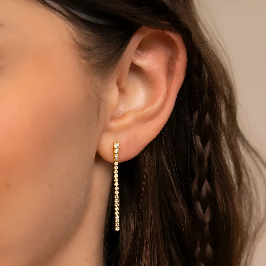 Stainless steel geometric zircon earrings with Chinese style elements in gold colour