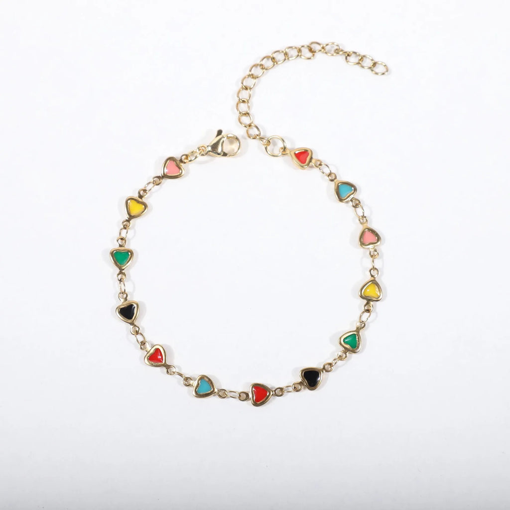 Stainless steel heart-shaped bracelet with gold vacuum plating in multiple colour options