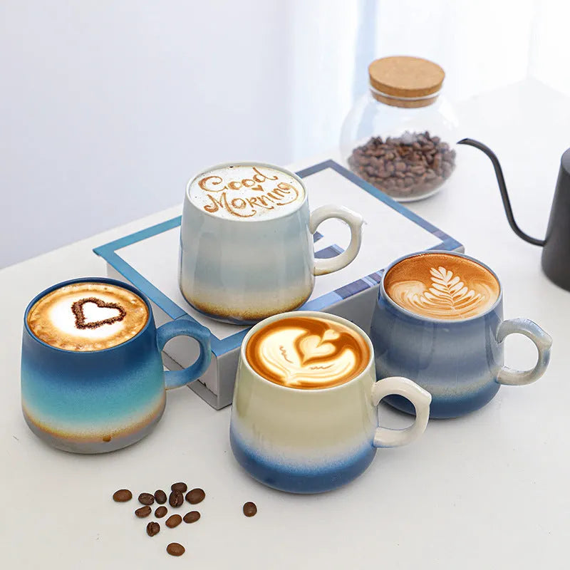 Large 350ml capacity retro luxury coffee mug suitable for office, home and travel use