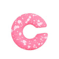 Geometric round C-shaped clip-on earrings in a matte coarse candy colour on a white background.