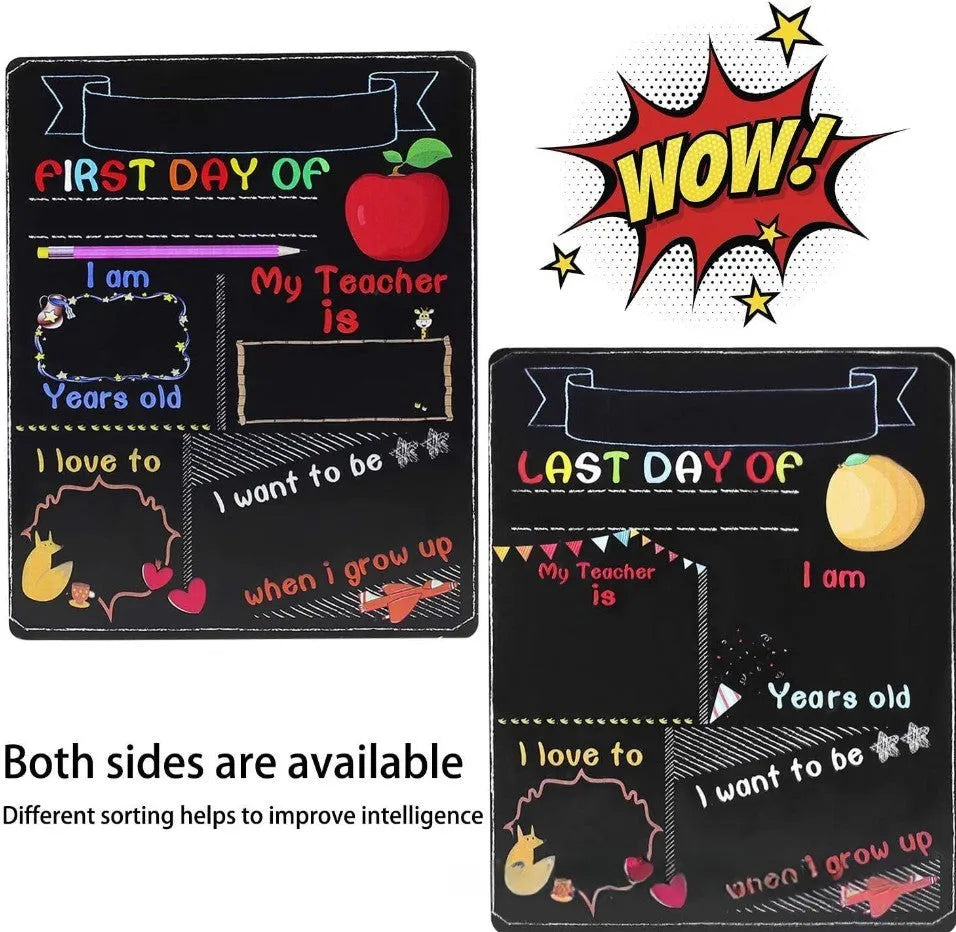 Wooden first day of school blackboard ornament with modern simplicity design