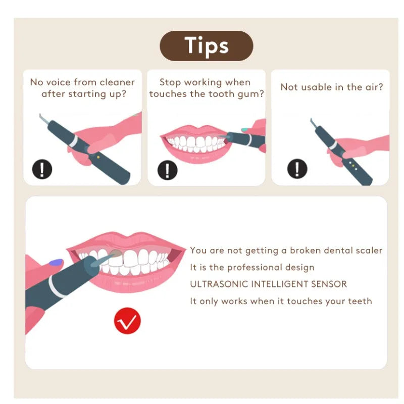 Gold ultrasonic tooth cleaning device for tartar and stain removal
