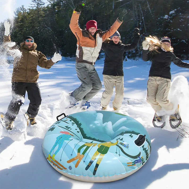 Colourful PVC winter ski ring toy for outdoor snow play with printed mountain designs