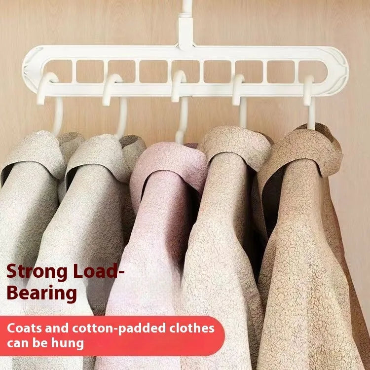 Plastic nine-hole folding trouser hanger in beige, blue, grey, green, or pink colour