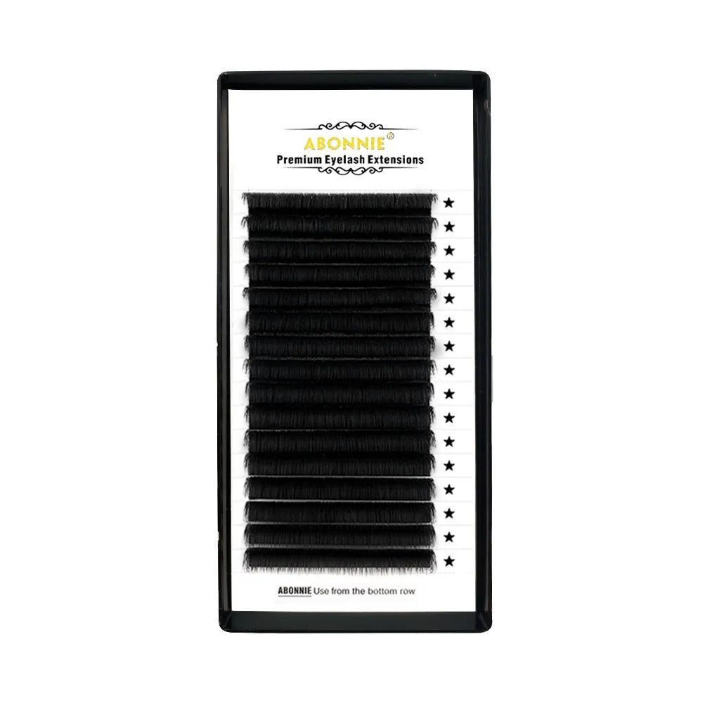False eyelashes with 16-row dense mink hair clusters on a matte band, shown in various lengths from 8mm to 18mm.