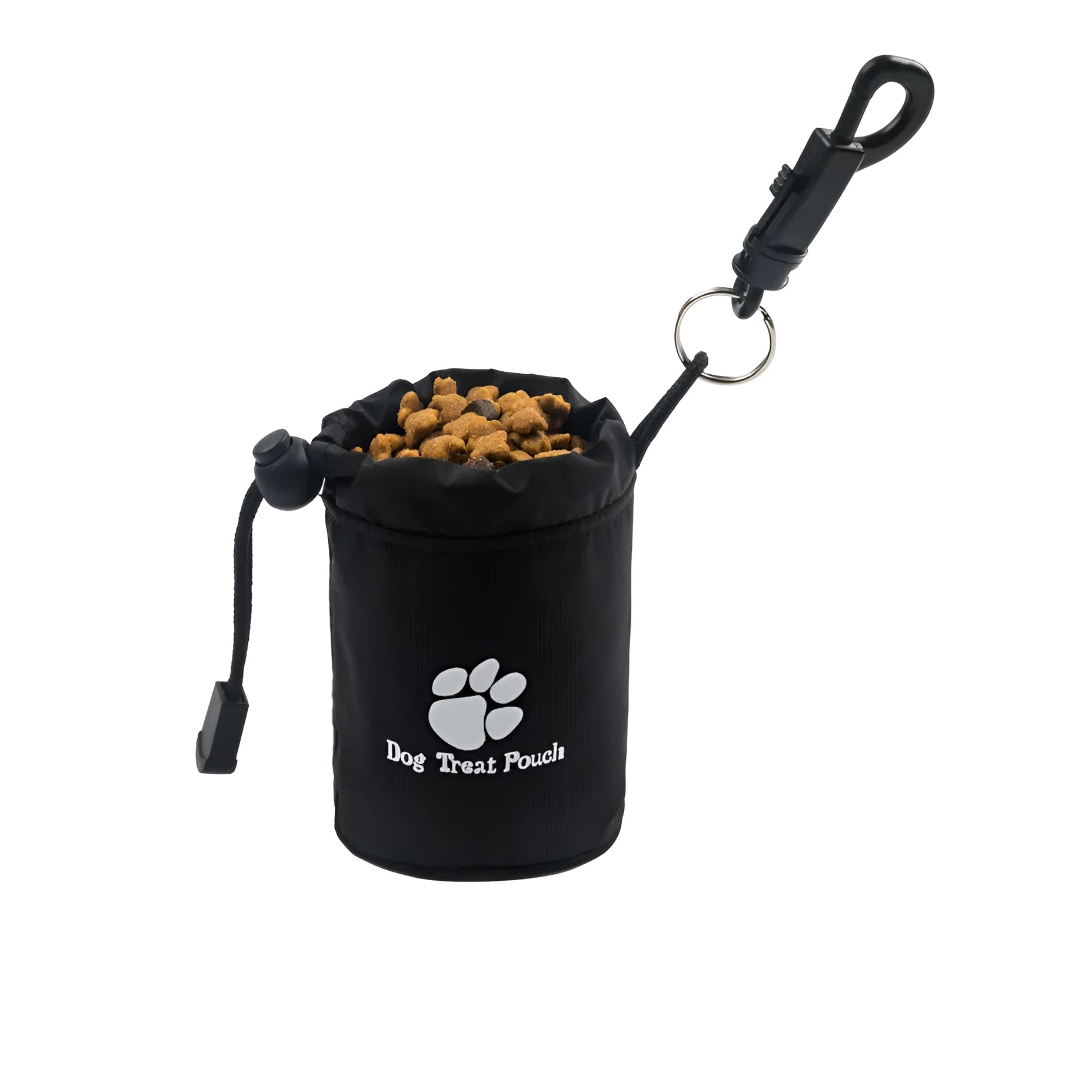 Mini solid-colour Nylon dog treat training pouch in red, green, black, or blue.