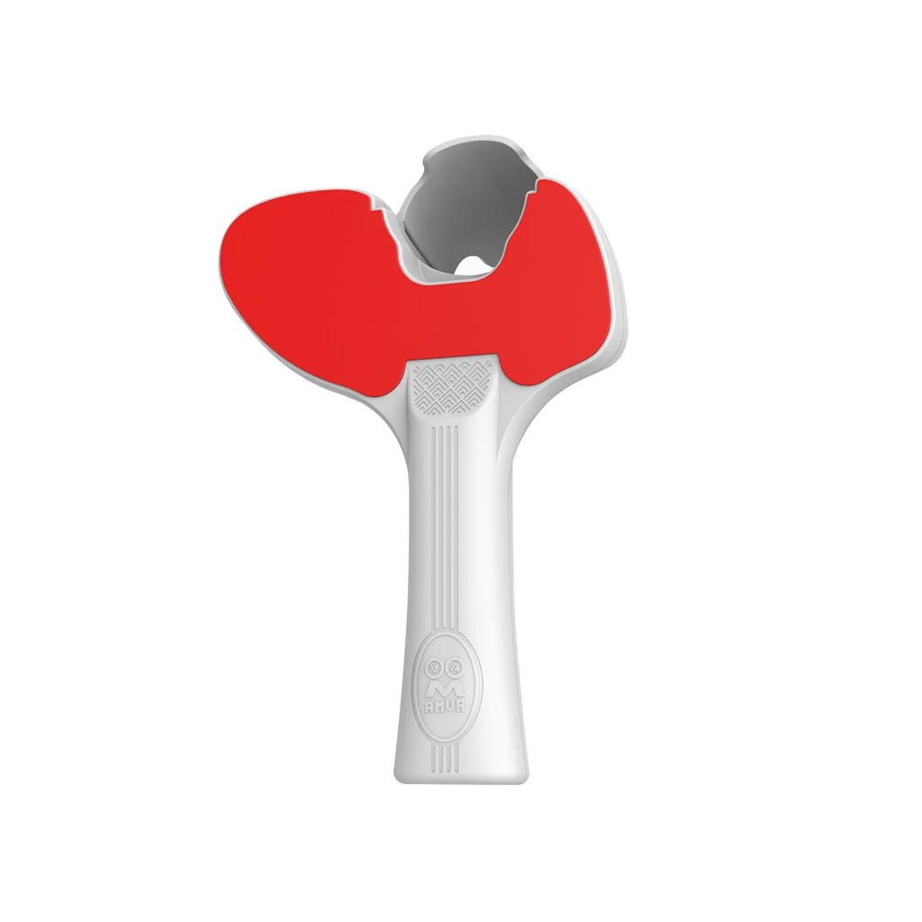 Red and blue plastic silicone table tennis racket hand grip accessory for Pico 4 VR controller showing 160x110x80mm dimensions