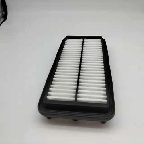 Black rectangular car air filter for Modern vehicles, dimensions 256mm by 113mm by 40mm.