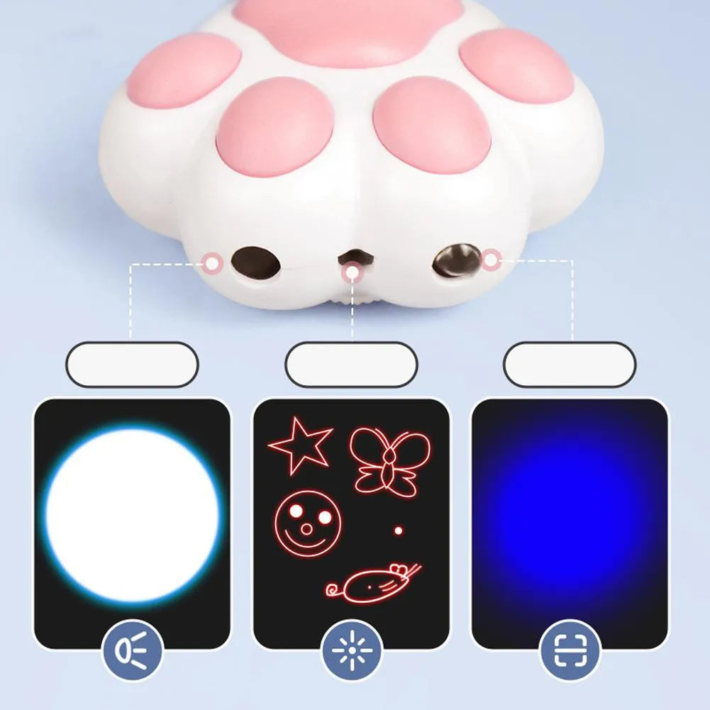 Compact pink and black USB rechargeable infrared cat teaser toy with keychain attachment