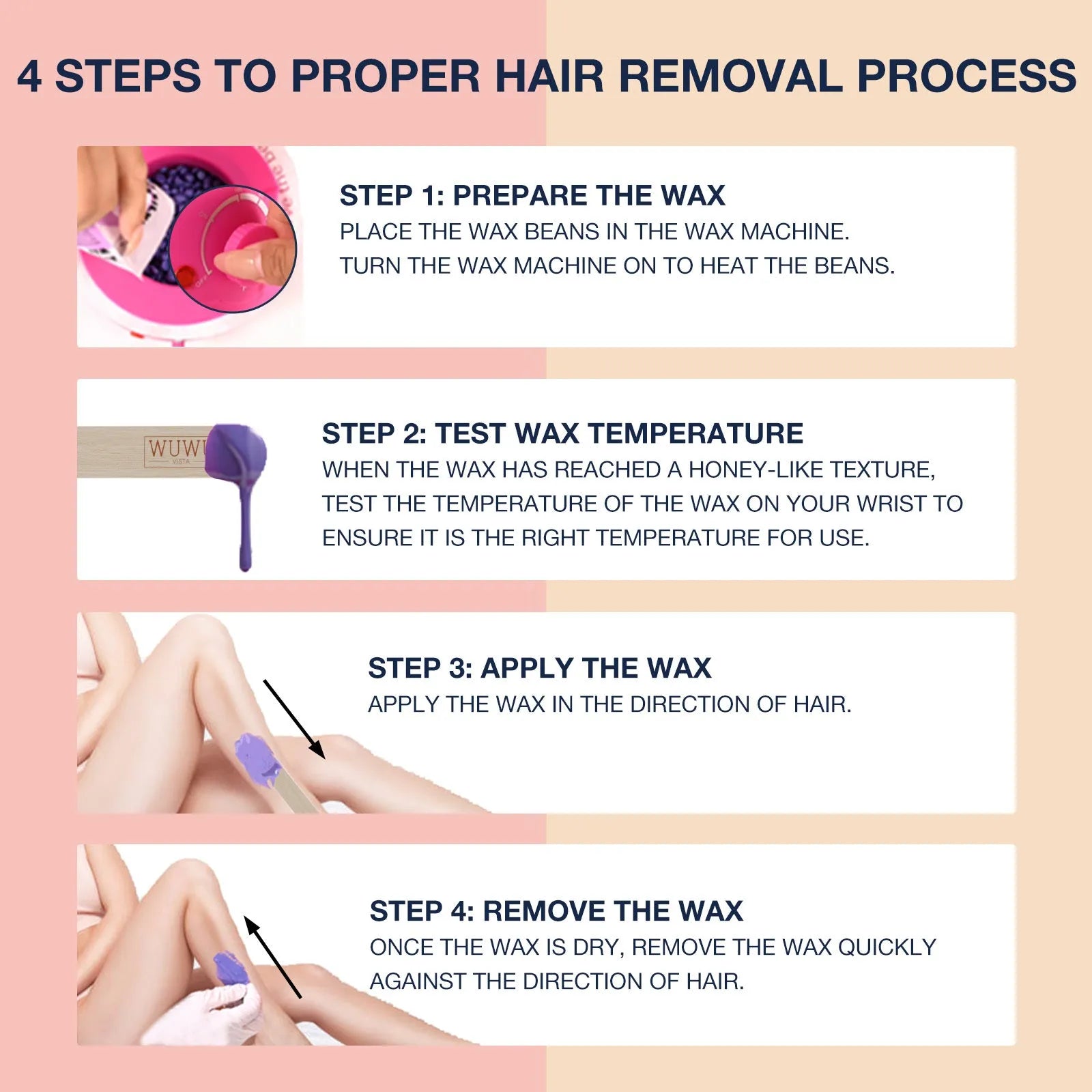 27-piece hair removal wax kit with heated machine, four wax bead colours, and applicator sticks
