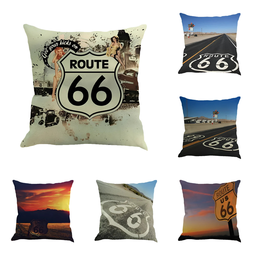 European style linen blend cushion cover with landscape pattern in one of six colour options