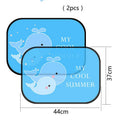 Pair of electrostatic cling animal-themed car sunshades made from nylon mesh for side windows.