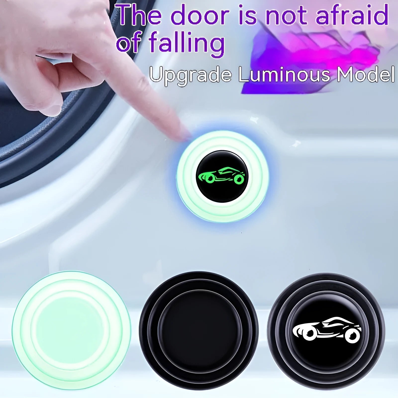 Silicone car door shock absorber pads in black and luminous colours with 20mm size