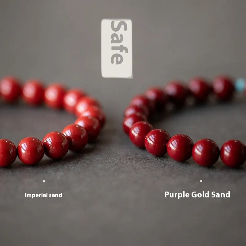 Purple gold sand cinnabar bracelet with geometric ellipse beads in three size options
