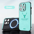 iPhone 16 imitation leather phone case with 3D embossed moose head print design