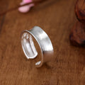 Open frosted sterling silver ring with geometry shape and adjustable opening