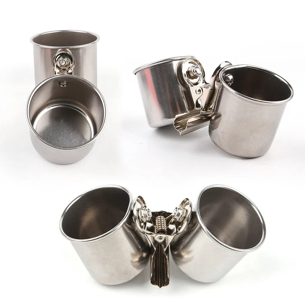 Stainless steel birdcage food container outdoor feeder in natural colour