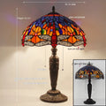 Tiffany style dragonfly stone table lamp with blue or green glass pattern and stone base for bedroom living room
