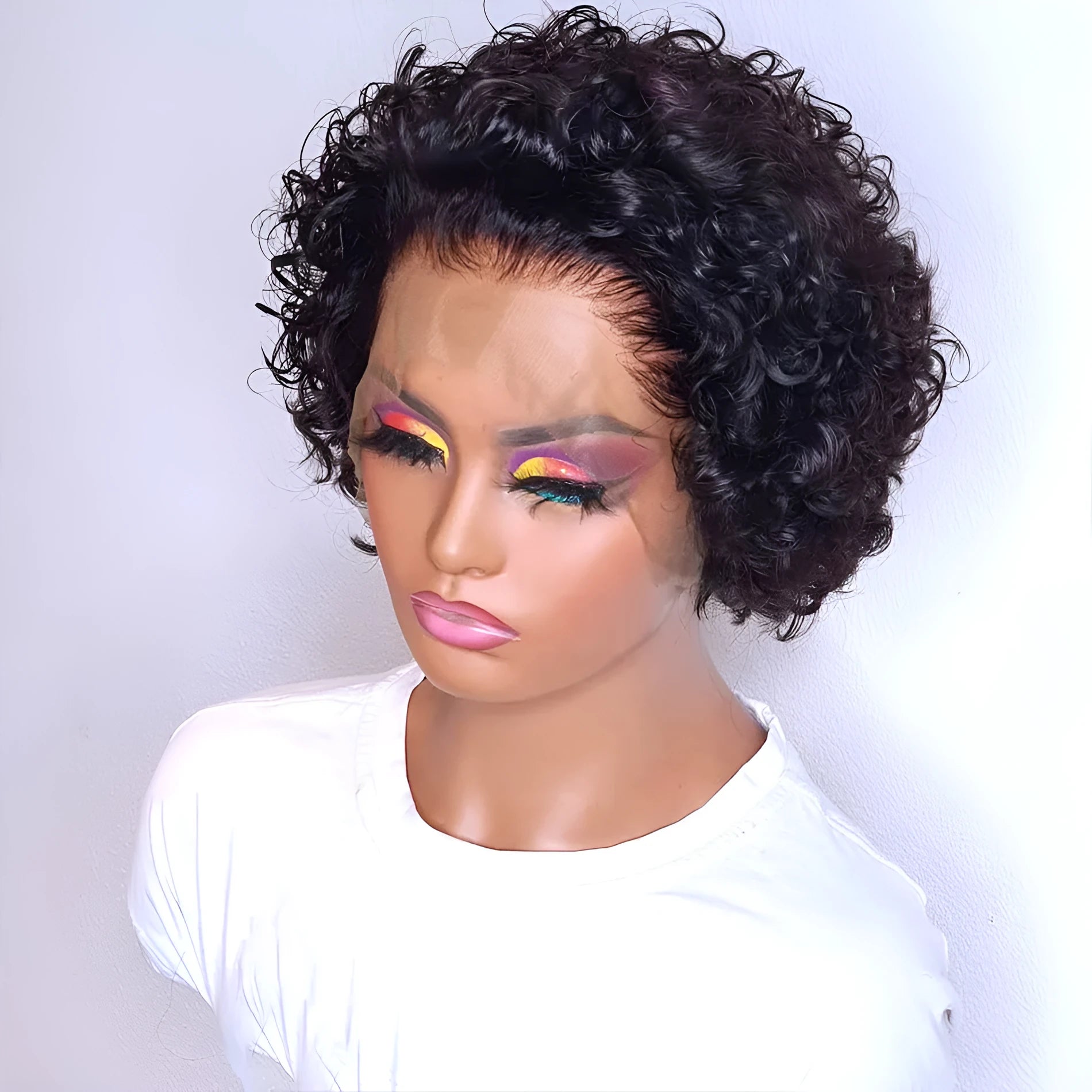 Black human hair lace wig cover cap for pixie wig styles and daily wear