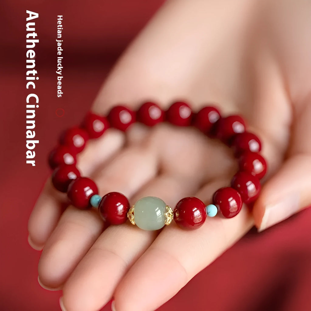 Purple gold sand cinnabar bracelet with geometric ellipse beads in three size options