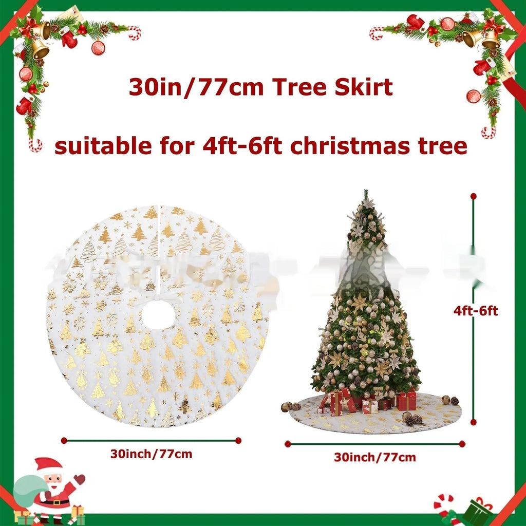Plush Christmas tree mat with snowflake design in seasonal red and green colours