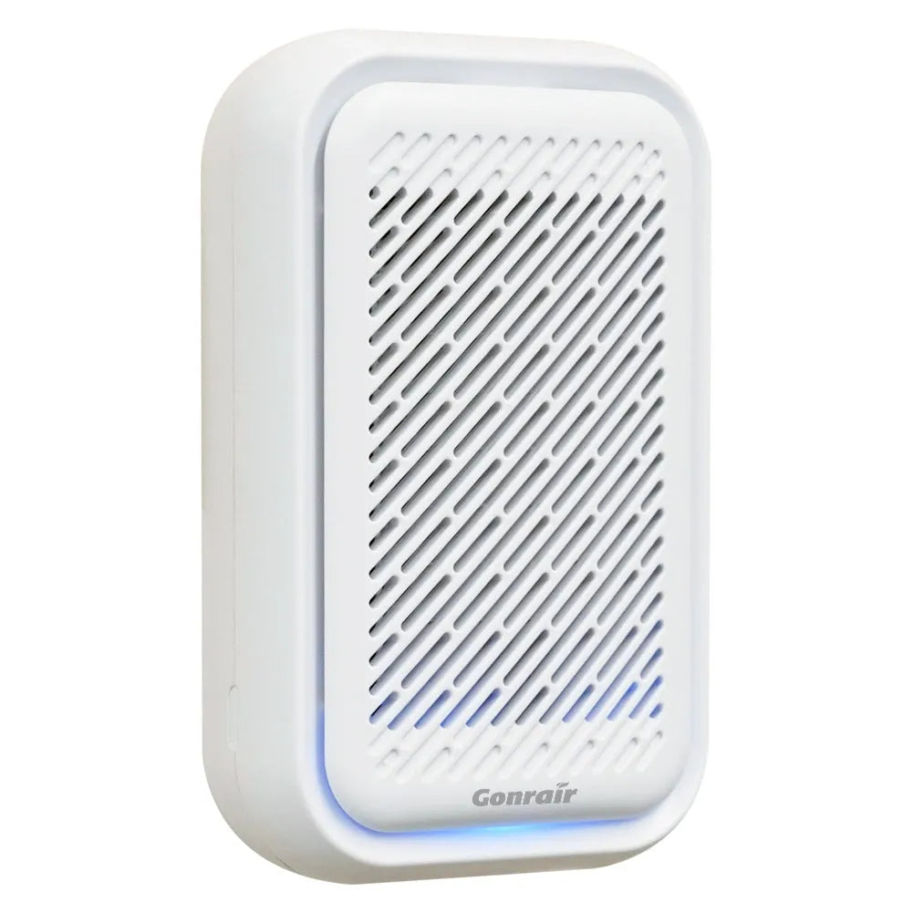 White wall-mounted air purifier unit with filter screen for rooms up to 10 square metres