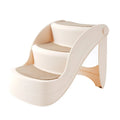 Foldable plastic pet stairs for small dogs and cats with non-slip mat in beige colour