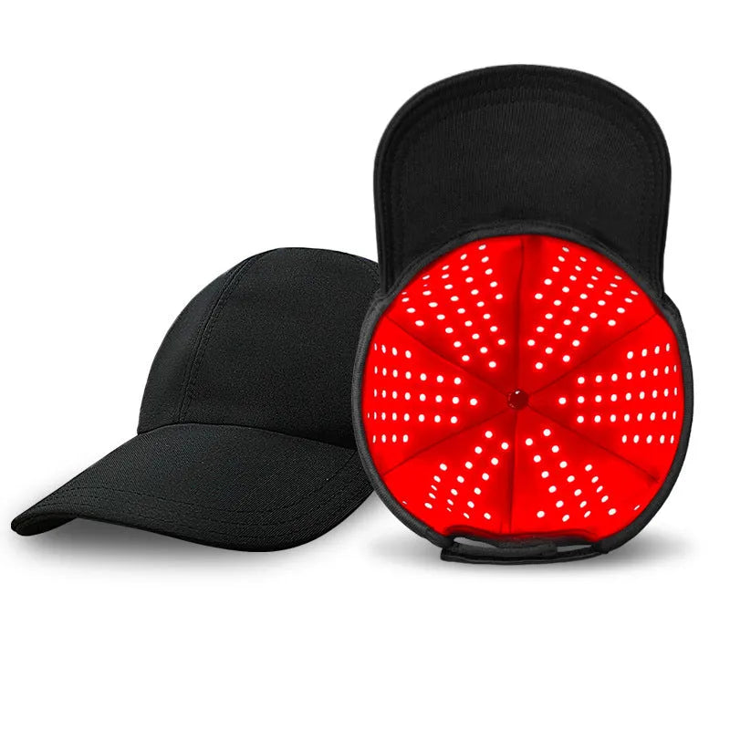 Black infrared duckbill cap with 180 LED lights for hair growth therapy