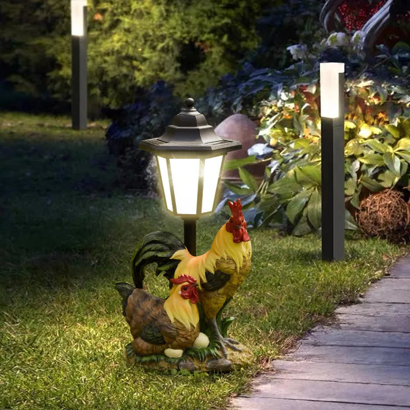 Hexagonal solar garden lamp in synthetic resin with American country design