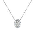 Oval ice flower geometric pendant necklace in sterling silver with platinum or gold electroplated finish.