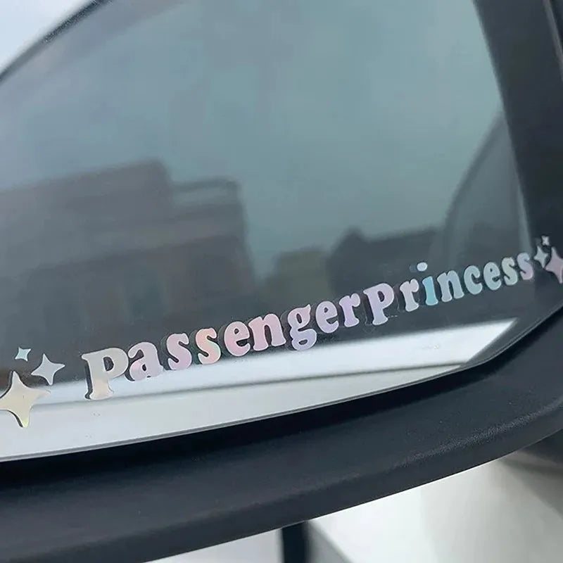 Passenger princess rearview mirror decorative sticker measuring 12.5 cm in reflective colours