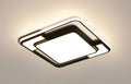 Square white iron LED ceiling lamp with a 42cm width and 5cm height.