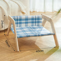 Wooden frame elevated cat bed hammock with soft cloth pad in blue colour