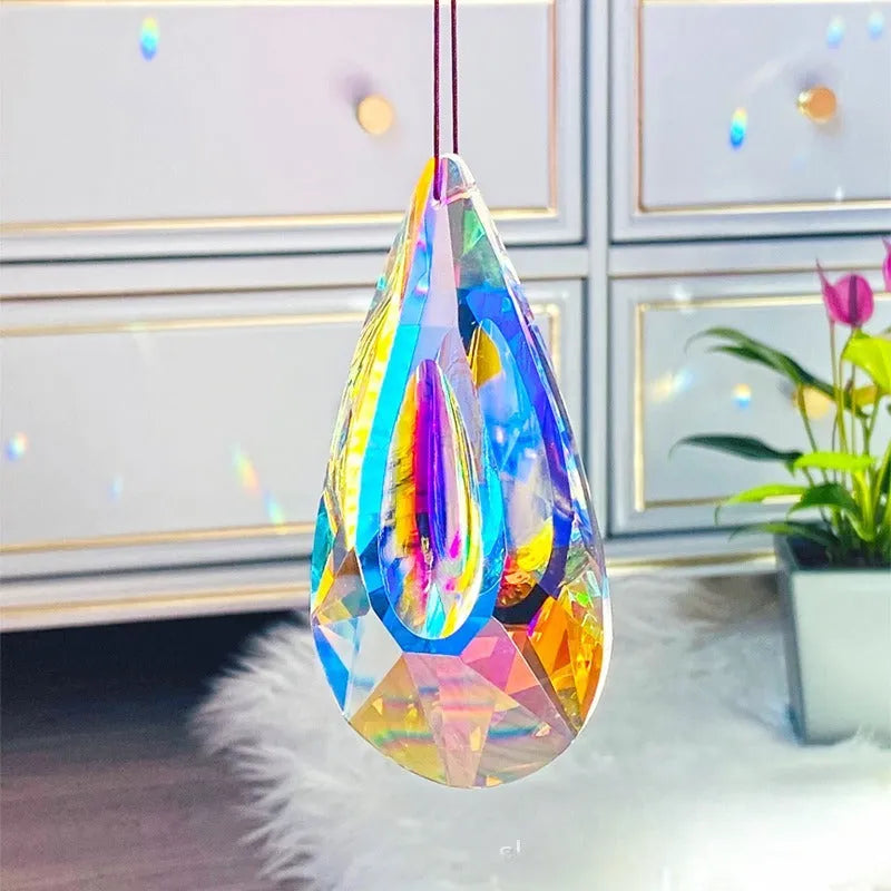 Rainbow electroplated crystal Christmas tree pendant decoration catching light