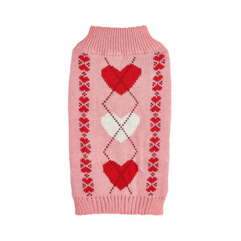 Fashion personality dog sweater with bow and love heart design in acrylic material