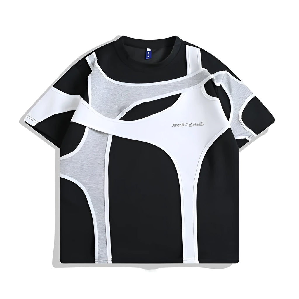 Men's black loose fit t-shirt with double stitching and padded shoulder construction