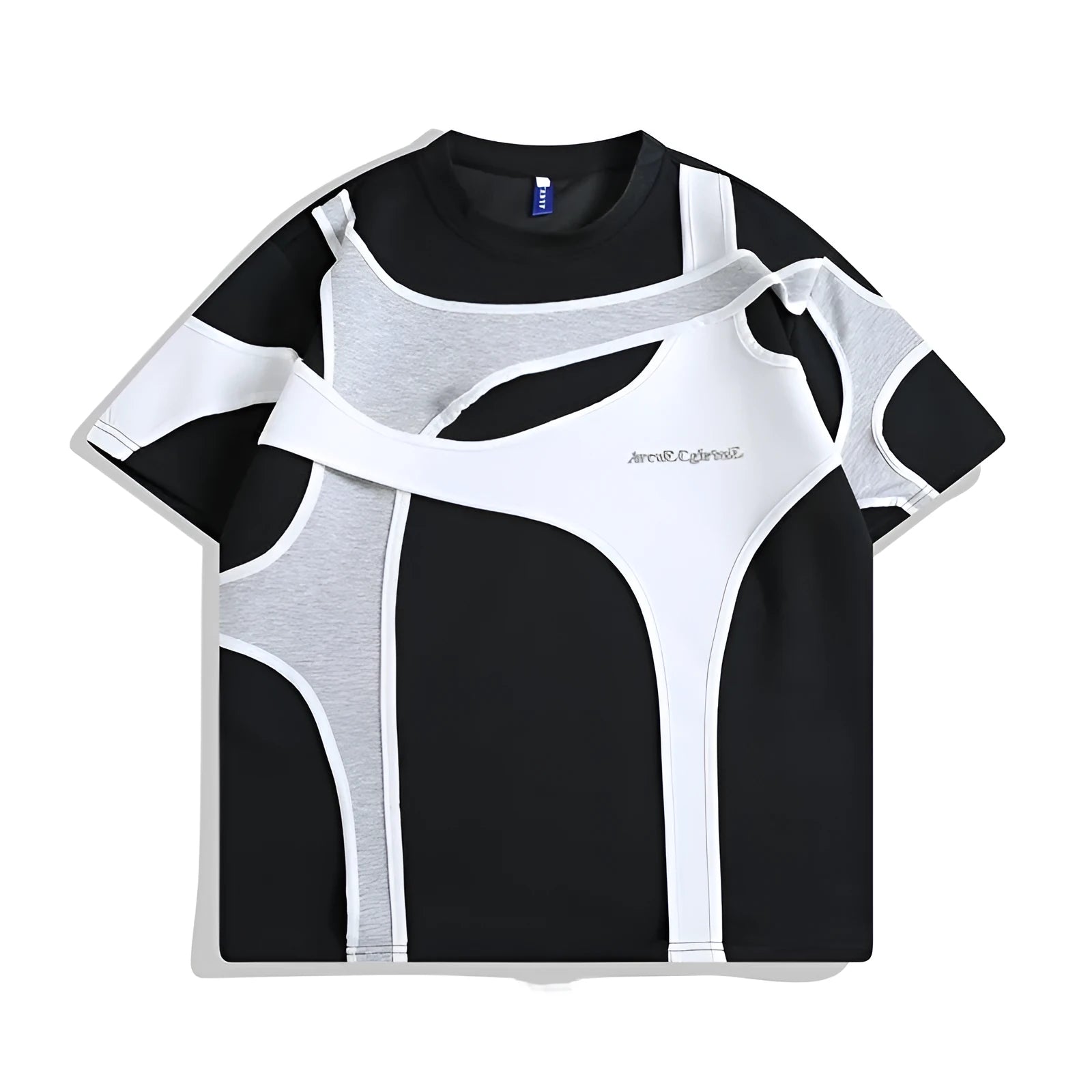 Men's black loose fit t-shirt with double stitching and padded shoulder construction