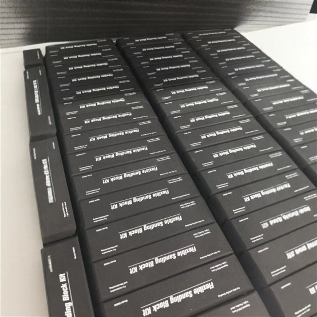 Seven black EVA frosted blocks with metal construction for stage and set design
